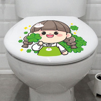 CVANU Cute Cartoon Girl Design Toilet Seat Stickers Decals Self-Adhesive Removable PVC Vinly Waterproof (9x10) inch, Pack of 2