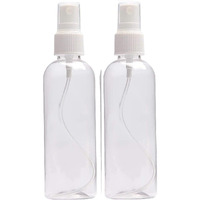 DINEMART Empty Refillable Fine Mist Atomizer Spray Bottle with Ultra-Fine Mist Pump and Cap for Home/Travel/Beauty/Makeup/Sanitizer (100ml, Transparent, Set of 2 Pcs)