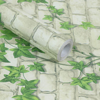 CVANU White Brick & Green Leaf Waterproof Waist Line Wall Paper/Sticker Self Adhesive Baseboard Vinyl Wallpaper 24x150inch (Wooden_34) CV