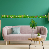 CVANU Creative Wall/Border Art Colourful Flowers Design Wall Sticker PVC Transparent Vinyl for Home Decoration Size (270x30.5) cm_Multicolour