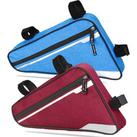 Kraptick Triangle Bike Bag [Waterproof]- Big Triangle Frame Bag for Bicycle, Cycle Accessories - Bike Pouch, Bike Bags with Reflective Straps and Plenty of Storage (Combo of - Red & Blue)