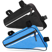 Kraptick Triangle Bike Bag [Waterproof]- Big Triangle Frame Bag for Bicycle, Cycle Accessories - Bike Pouch, Bike Bags with Reflective Straps and Plenty of Storage (Combo of - Black & Blue)