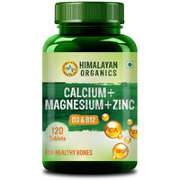 Himalayan Organics Calcium Magnesium Zinc Vitamin D3, B12 & K- 120 Vegetarian Tablets I Supplement for Women and Men, For Bone Health&JointSupport
