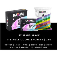 Kadam Pakka Rang Fabric Dye Colour | 25g Pack | Includes DyFix Color Fixer | Permanent Fabric Dyes for Old Faded Jeans and Clothes (Jeans Black)