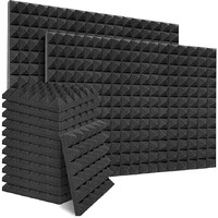 YGM Acoustic Foams Pyramid Acoustic Panels 12" X 12" X 2", 38 Kg/m High Density Premium Grade Studio Noise, Echo Reduction and Absorption, 3D Structure (Charcoal Black) (Set of 9)