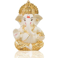 Gold Art IndiaGold and Silver Plated Ganesha Idol (Gold and Cream)