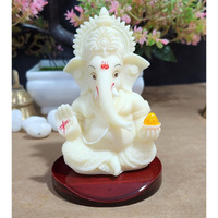 Electrum Kala udyam Experience The Divine Aura of Ganesha Idol on MDF Base for Car Dashboard, Office Desk, and Festive Gifting (MukutIvoryMDF)