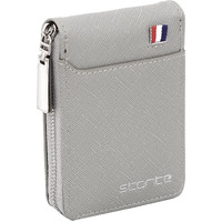 Storite PU Leather 9 Slot Vertical Credit Debit Card Holder Money Wallet Zipper Coin Purse for Men Women - Silvergrey (11.5 x 2 x 8 cm)