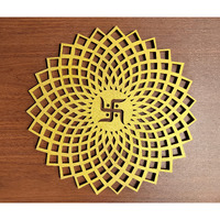 My Dream Carts Golden Round Decorative Wall Art Mdf Wooden Swastika Chakra For Temple, Living Room, Office, Hotel, Home Decor Items, Gift Item, Mandala Wall Hanging For House Decoration 60x60cm