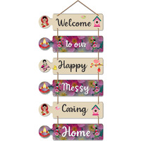 Artvibes Home Quotes Decorative Wall Art MDF Wooden Wall Hanger for Living Room | Bedroom | Wall Decor | Gifts | Hangings Ornaments for Decoration | Modern Artworks (WH_6005N), Set of 6