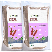 Naturalist 1 Kg Sprouted Ragi Flour (Madua/Nachni aata) | 100% Natural | Fibre, Protein and Iron Rich Healthy Meal for adults | Nutrient-rich Baby food | Finger Millet Flour- Pack of 2 (1 Kg*2)