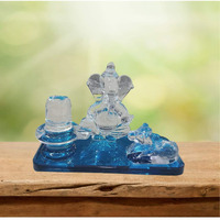 WIGANO Crystal Glass Decorative Showpiece for Home Decor, Car Dashboard and Gifting Purpose with Sticky Tape(4" x 2.5" inch,Blue)