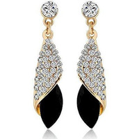Shining Diva Fashion Gold Plated Crystal Stylish Earings Fancy Earrings For Women's Gifts For Girls(Black)(Rrsd8626Er)