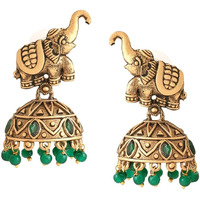 Yellow Chimes Earrings for Women and Girls Traditional Golden Jhumka Earrings for Women | Oxidised Gold Plated Elephant Design Jhumki Earrings | Birthday Gift For Girls Anniversary Gift for Wife