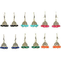 Yellow Chimes Jhumka Earrings for Women Combo of 6 Pairs Golden Silver Oxidized Traditional Jhumki/Jhumka Earrings for Women and Girls.