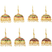 Yellow Chimes Meenakari Jhumka Earrings for Women Combo of 4 Pairs Meenakari Handcrafted Jaipur Rajasthani Style Traditional Jhumka/Jhumki Earrings for Women and Girls