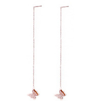 Yellow Chimes Threader Earrings for Women Western Rose Gold Plated Stainless Steel Butterfly Shaped Threader Earrings For Women and Girls Valentine Gift for Girls