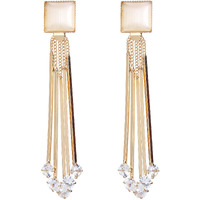 YouBella Jewellery Crystal Gold Plated Dangler Earrings for Girls and Women (White)