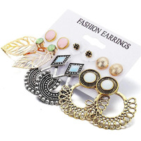 Shining Diva Fashion 6 Pairs Combo Stylish Drop Earrings for Women (Silver Gold)(9919er)