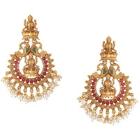 Yellow Chimes Earrings for Women and Girls Traditional Chandbali Earrings Gold Plated | Beads Drop Temple Earrings | Birthday Gift for girls and women Anniversary Gift for Wife (Style 5)