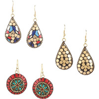 Yellow Chimes Earrings for Women and Girls Traditional Multicolor Drop Earrings | Gold Plated Earring Set | Floral Drop Earring Combo | Birthday Gift for girls and women Anniversary Gift for Wife