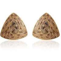 Estele Fashion Jewellery Gold Plated Triangle Shaped Stud Earrings With Beige Enamel for Girls/Women-671/710 ER
