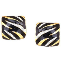Estele Jewellery For Women Gold Plated Square Designer Stud Earrings with Black Enamel for Girls and Women-671/724 ER