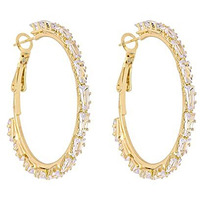Yellow Chimes Hoop Earrings for Women Fashion White Crystal Hoops | Gold Plated Big Hoop Bali Earrings for Girls | Birthday Gift for Girls & Women Anniversary Gift for Wife