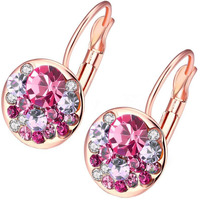 Yellow Chimes A5 Grade Crystal Radiant 18K Rose Gold Clip-On Earrings for Women & Girls (Pink)