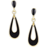 Estele Jewellery For Women Gold Plated Classic Drop Earrings with Black Enamel for Girls and Women-580/708 ER