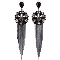 YouBella Jewellery Earrings For Women Crystal Tassel Handmade Earrings For Girls And Women (Black)