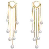 Yellow Chimes Earrings For Women Gold Toned Pearl Beads Hanging Drop Dangler Earrings For Women and Girls