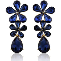 Yellow Chimes Sparkling Crystal Classic Dual Floral Design Dangle Earrings For Women and Girls