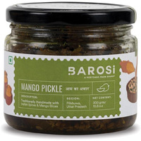 Barosi Mango Pickle 300gm | Traditional Recipe, Handmade with Mustard Oil & Rock Salt | Low Oil, No Artificial Preservatives | Tasty Aam Ka Achar | Glass Jar