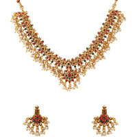 Yellow Chimes Jewellery Set for Women and Girls Gold Plated Bridal Necklace Set for Wedding | Moti Beads Bridal Necklace Set | Birthday Gift for girls and women Anniversary Gift for Wife