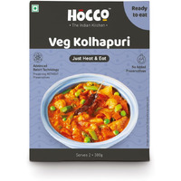 HOCCO Veg Kolhapuri Ready To Eat|Ready To Eat|Just Heat And Eat|Pure Veg Indian Food |Ready To Eat Meal|No Added Preservative& Colours|Meal Ready In 5 Minutes Microwave-Able _Serves 2 (300Gm)