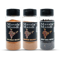 Pavbhaji Masala-100g, Sambher Masala-100g, Black Pepper Powder-100g, All Spices Are Exotic, Authentic and Quality for Rich Taste.