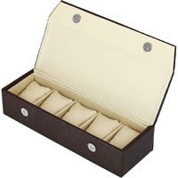 Hard Craft Watch Box Case PU Leather for 5 Watch Slots - Brown