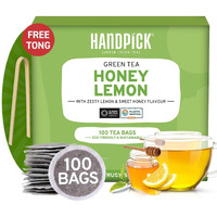 HANDPICK, Honey Lemon Green Tea Bags (100 Count) All Natural Flavor, Zero Additives | Sweet Honey & Tangy Lemon | Round & Eco-Friendly Tea Bags | Packed in Resealable Bag | Brew as Hot or Iced Tea