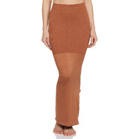 Clovia Womens Petticoat Style Saree Shapewear with Side Slit (SW0023A24_Brown_XXL)