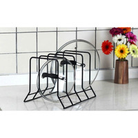INDIAN DECOR - Black Kitchen Bakeware Pot Lid Rack Holder Organize/Dish Racks/Kitchen Utensil Rack/Dish Holder/Plates Storage/Kitchen Shelf (Black)