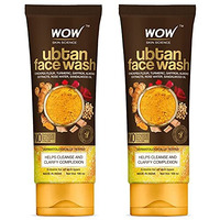 WOW Skin Science Ubtan Face Wash with Chickpea Flour, Turmeric, Saffron, Almond Extract, Rose Water & Sandalwood Oil - No Sulphate, Parabens, Silicones & Color - Pack of 2 - Net Vol 200mL