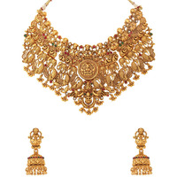 Yellow Chimes Jewellery Set for Women Gold Plated Beads Drop Designed Bridal Choker Necklace Set for Women and Girls