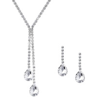 Yellow Chimes Jewellery Set for Women Sparkling White Crystals Jewellery Set with Earrings Necklace Set for Women and Girls