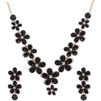 YouBella Jewellery Sets for Women Crystal Necklace Jewellery set with Earrings For Girls/Women (Black)