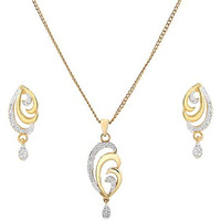 Estele Jewellery for Women Gold & Rhodium Plated Trendy and Fashionable Pendant Necklace Set with White Stones for Girls and Women-AD-002-2TNWE NKER