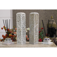 KC KULLICRAFT Handcrafted Soapstone Marble Incense Holder Set of 2 with 12 Chandan Fragrance Sticks