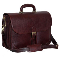 HYATT Leather Accessories 16.5 Inch Laptop Briefcase for Men (Colour: Brown)