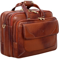 HYATT 100% LEATHER Shoulder Bag For Men & Women with Expandable Features & Comfortable 15.6 Inches Laptop Compartment. (Tan)