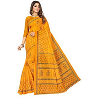 RATAN Womens Cotton Printed Mul Mul Saree without Blouse Piece (PHMAN-3104_Yellow)